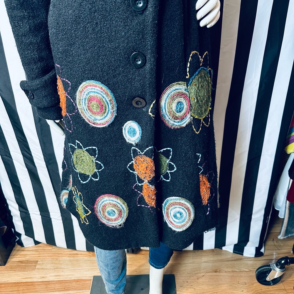 Desigual National Wind Trench Coat w/ Adorable Cosmic Embroidered Detail - 36 - Picture 3 of 12